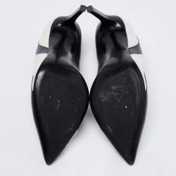 Saint Laurent Black/White Leather Janis Flash Pumps Size 39