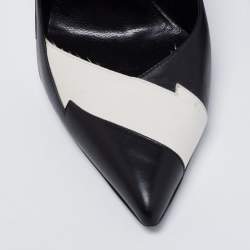 Saint Laurent Black/White Leather Janis Flash Pumps Size 39