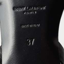 Pre Owned Saint Laurent Black Leather Tribute Flat Sandals Size 37