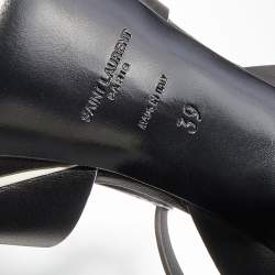 Pre Owned Saint Laurent Black/White Leather Tribute Platform Sandals Size 39