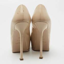 Saint Laurent Beige Leather Tribtoo Platform Pumps Size 38