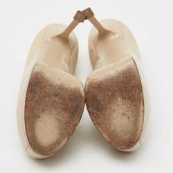 Saint Laurent Beige Leather Tribtoo Platform Pumps Size 38