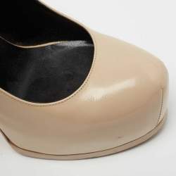 Saint Laurent Beige Leather Tribtoo Platform Pumps Size 38