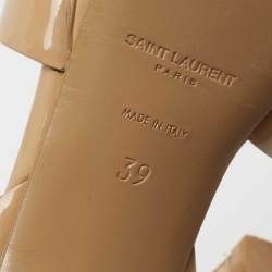 Pre Owned Saint Laurent Beige Patent Leather Tribute Sandals Size 39