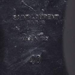 Pre Owned Saint Laurent Brown/Black Croc Embossed Leather Tribute Flats Size 40