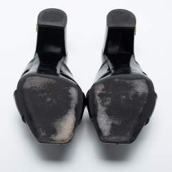 Pre Owned Saint Laurent Black Patent Leather Loulou Slide Sandals Size 38.5