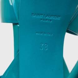 Saint Laurent Turquoise Patent Leather Tribute Sandals Size 38