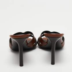 Pre Owned Saint Laurent Tan Leather Tribute Stiletto Sandals Size 35.5