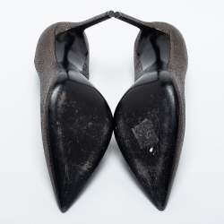 Pre Owned Saint Laurent Dark Brown Laminated Suede Anja Pumps Size 37.5