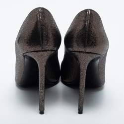 Pre Owned Saint Laurent Dark Brown Laminated Suede Anja Pumps Size 37.5