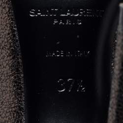 Pre Owned Saint Laurent Dark Brown Laminated Suede Anja Pumps Size 37.5