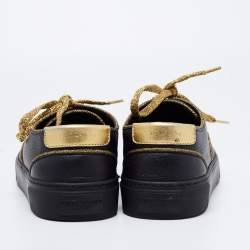 Saint Laurent Black Leather Low Top Sneakers Size 36