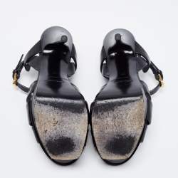 Pre Owned Saint Laurent Black Leather Tribute Sandals Size 37 