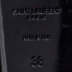 Pre Owned Saint Laurent Black Leather Janis Pointed Toe Pumps Size 38