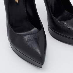 Pre Owned Saint Laurent Black Leather Janis Pointed Toe Pumps Size 38