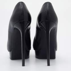 Pre Owned Saint Laurent Black Leather Janis Pointed Toe Pumps Size 38