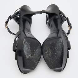 Saint Laurent Black Patent Leather Tribute Sandals Size 39