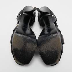 Pre Owned Saint Laurent Black Leather Tribute Platform Sandals Size 38.5
