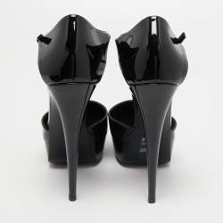 Saint Laurent Black Patent Leather Betty Ankle Strap Pumps Size 39