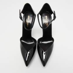 Saint Laurent Black Patent Leather Betty Ankle Strap Pumps Size 39