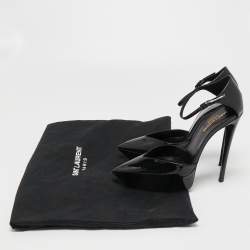 Saint Laurent Black Patent Leather Betty Ankle Strap Pumps Size 39