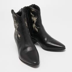 مملوكة مسبقًا Saint Laurent Black Leather Ayers Ankle Boots Size 36