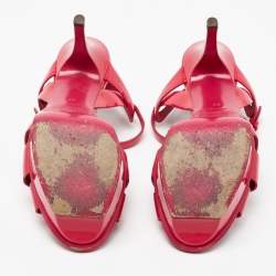 مملوكة مسبقًا Saint Laurent Pink Patent Leather Tribute Sandals Size 39