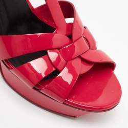 مملوكة مسبقًا Saint Laurent Pink Patent Leather Tribute Sandals Size 39