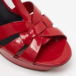 Saint Laurent Red Patent Leather Tribute Sandals Size 39