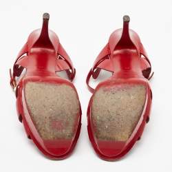 Saint Laurent Red Patent Leather Tribute Sandals Size 39