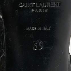 مملوكة مسبقًا Saint Laurent Black Patent Leather Tribute Sandals Size 39