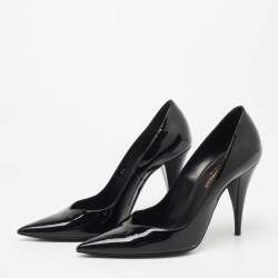 Pre Owned Saint Laurent Black Patent Leather Kiki Pumps Size 36