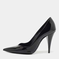 Pre Owned Saint Laurent Black Patent Leather Kiki Pumps Size 36