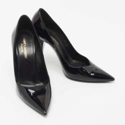 Pre Owned Saint Laurent Black Patent Leather Kiki Pumps Size 36