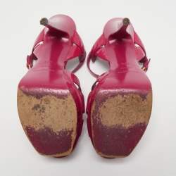 Saint Laurent Dark Pink Patent Leather Tribute Sandals Size 38.5