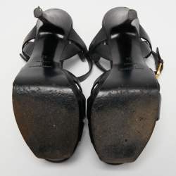 Pre Owned Saint Laurent Black Leather Tribute Sandals Size 35