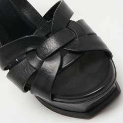 Pre Owned Saint Laurent Black Leather Tribute Sandals Size 35