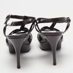 Pre Owned Saint Laurent Purple Patent Leather Tribute Sandals Size 38