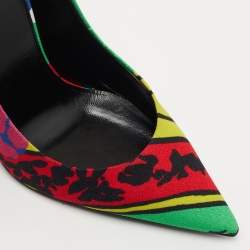 Saint Laurent Multicolor Printed Fabric Zoe Pumps Size 40