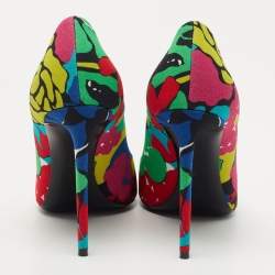 Saint Laurent Multicolor Printed Fabric Zoe Pumps Size 40