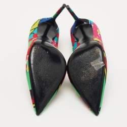 Saint Laurent Multicolor Printed Fabric Zoe Pumps Size 40