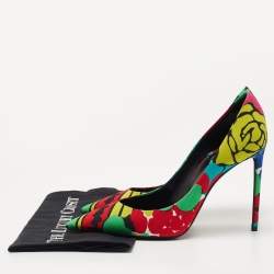 Saint Laurent Multicolor Printed Fabric Zoe Pumps Size 40