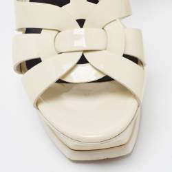 Saint Laurent White Patent Leather Tribute Sandals Size 38