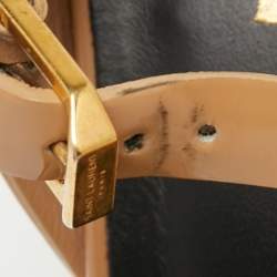 Pre Owned Saint Laurent Beige Patent Leather Tribute Sandals Size 38.5