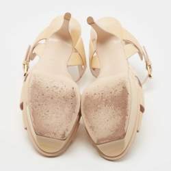Saint Laurent Beige Patent Leather Tribute Sandals Size 38.5