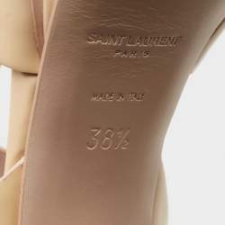 Saint Laurent Beige Patent Leather Tribute Sandals Size 38.5