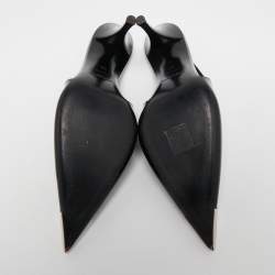 Pre Owned Saint Laurent Black Patent Leather Vesper Slingback Pumps Size 39