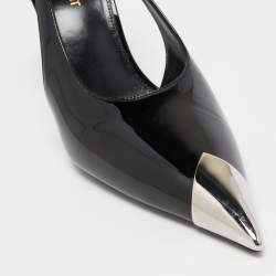 Pre Owned Saint Laurent Black Patent Leather Vesper Slingback Pumps Size 39