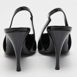 Pre Owned Saint Laurent Black Patent Leather Vesper Slingback Pumps Size 39