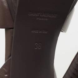 Pre Owned Saint Laurent Paris Brown Leather Tribute Sandals Size 38